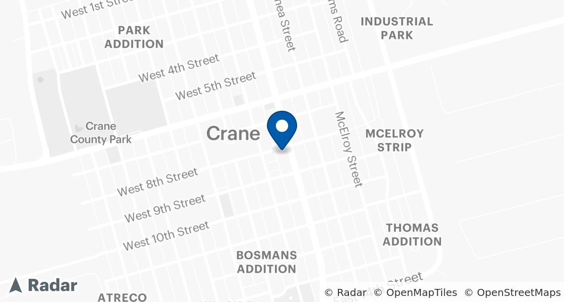 Map of Dairy Queen Location:: 800 S Gaston St, Crane, TX, 79731-2612